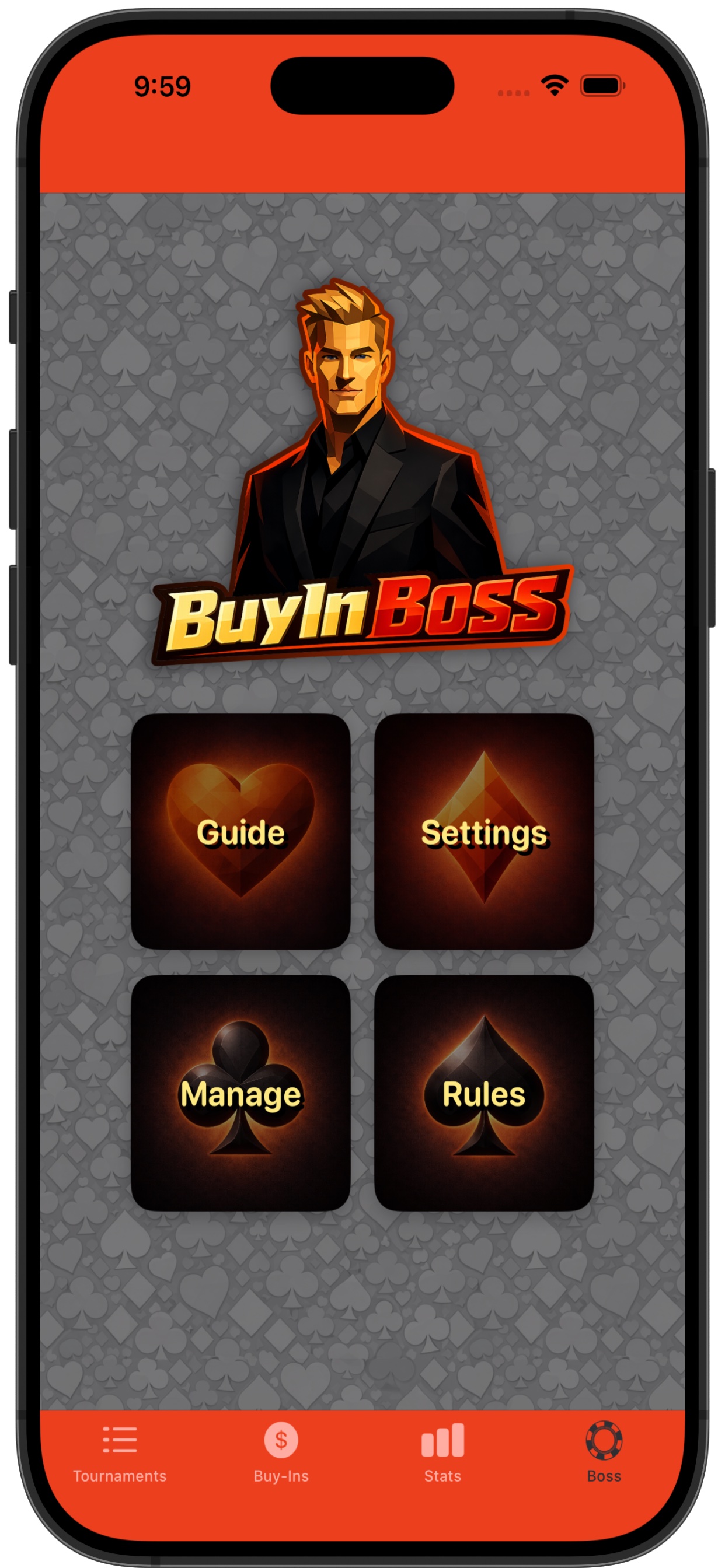 The Boss tab, where the guide, settings and management live